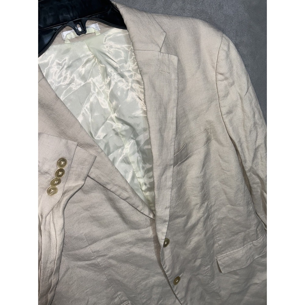 Lauren Ralph Lauren Mens 42R Beige 100% Linen Blazer Sport Coat Paisley Lining